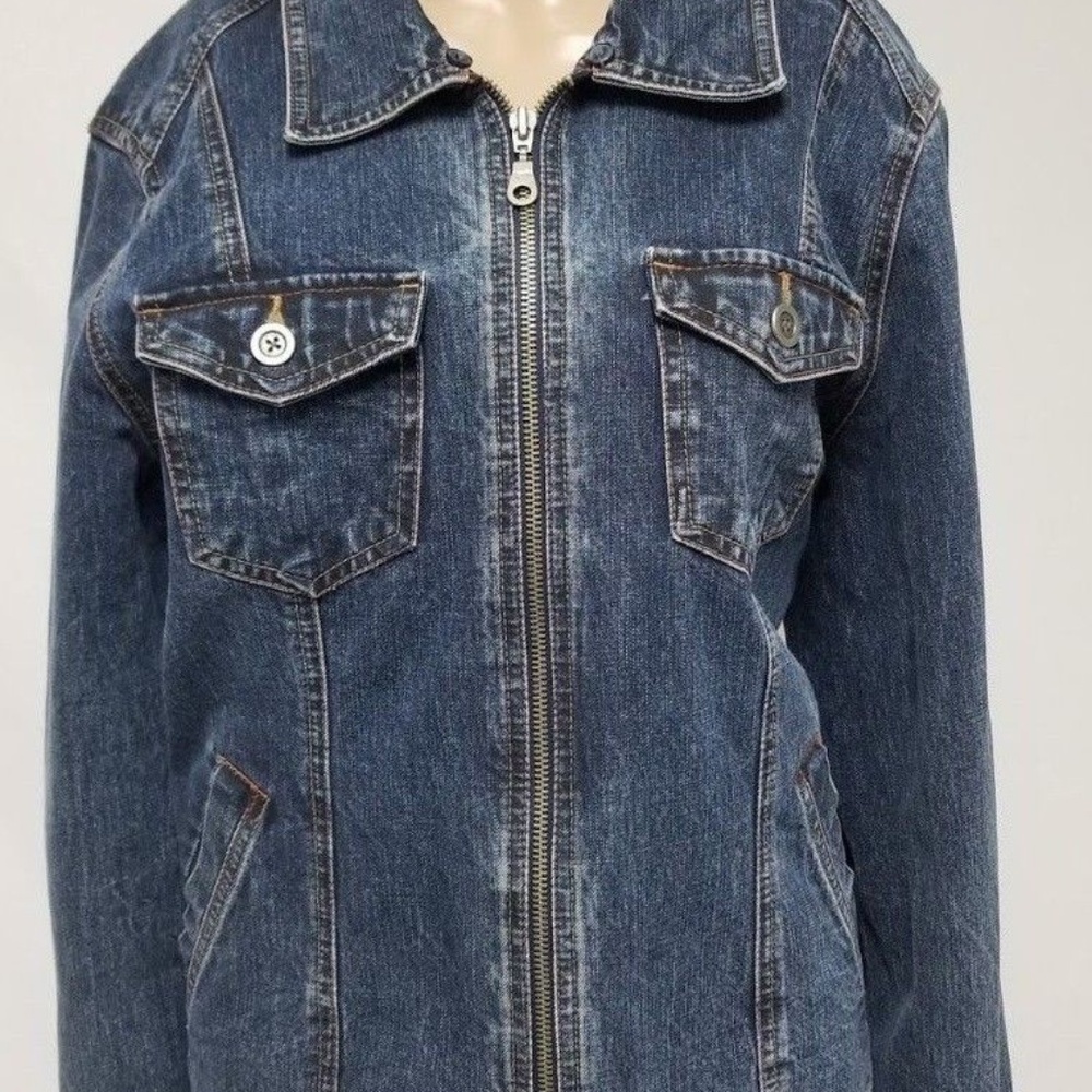 French Cuff zippered denim jacket